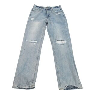 Wish List Jeans Womens Medium Light Wash Distressed‎ Straight Leg Ripped Denim
